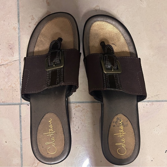 Cole Hann Nike Air Sandals Women's Size 7.5 Brown Black Slip On Casual On the go - Picture 4 of 14